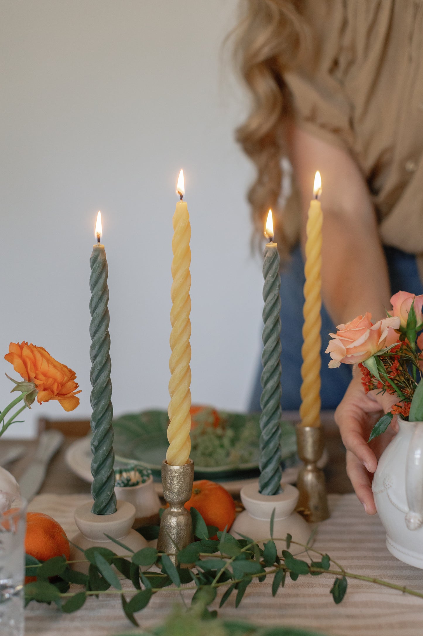 Pure Beeswax Spiral Candle Set