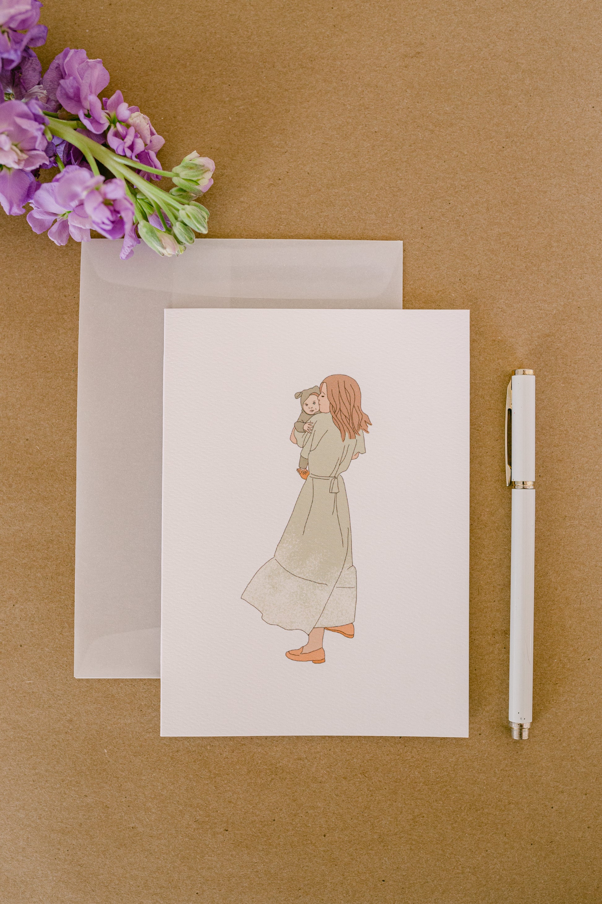 picture of a hand illustrated mama card